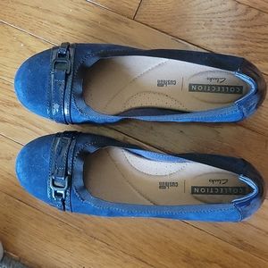 Clark's flat shoes. Blue suede shoes